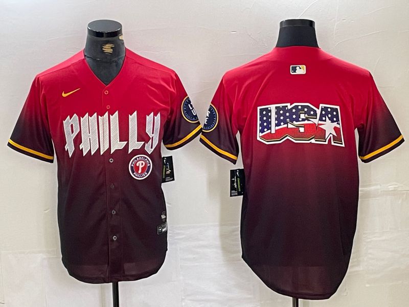 Men Philadelphia Phillies Blank Red City Edition Nike 2024 MLB Jersey style 4